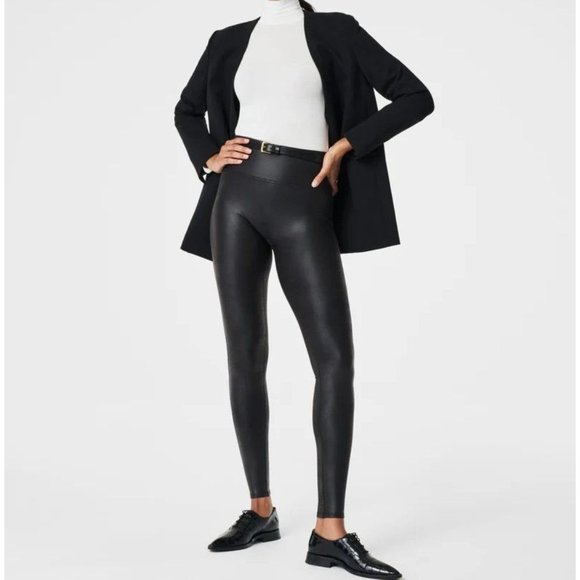 SPANX Pants - NWOT Spanx Women's High Waisted Faux Leather Leggings Black Size XS